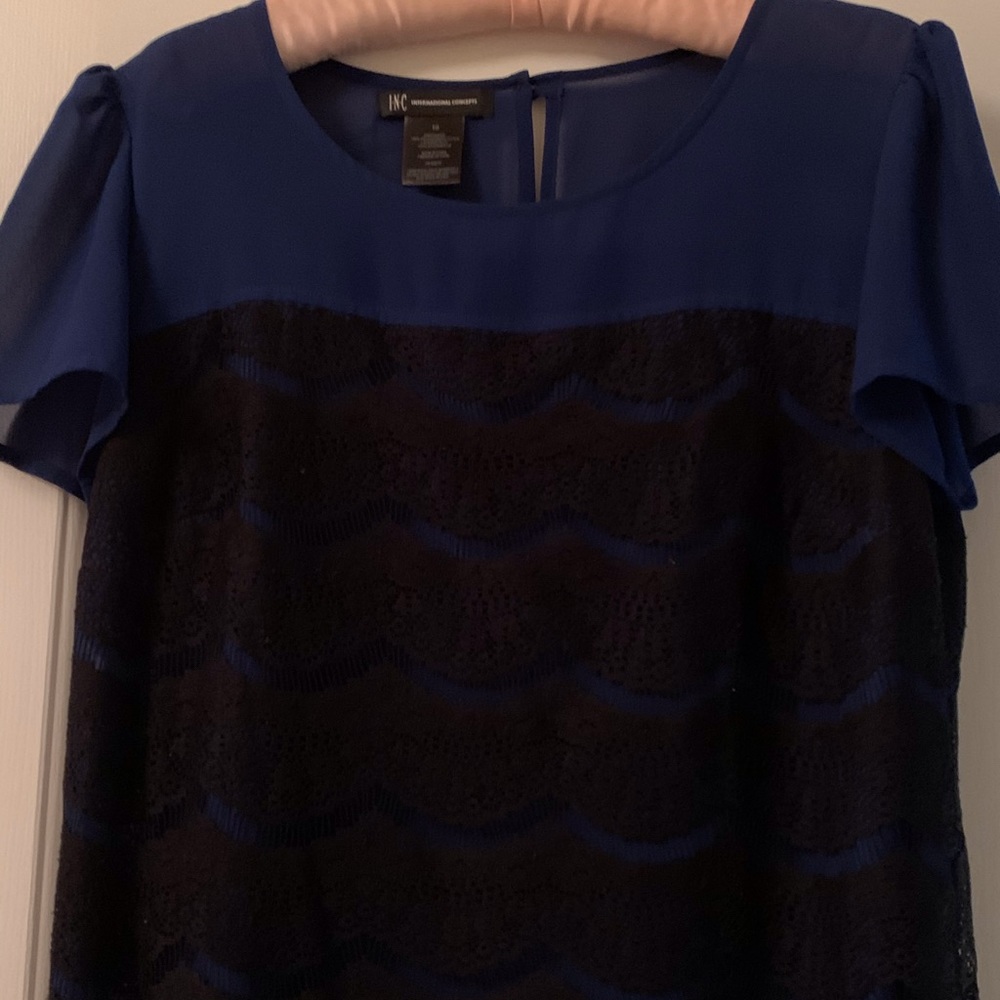 3/ $22 INC blue lace blouse